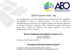 Rocha - Certificado AEO - Granel de Importação