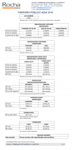 Rocha - AZ9A - Tarifário